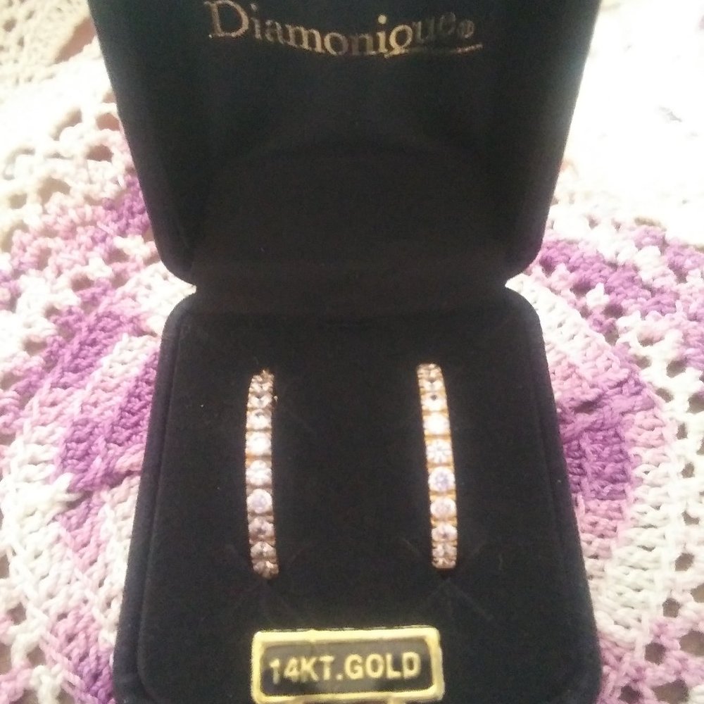 ✨14kt Gold Diamonique Hoop Earrings